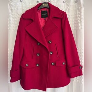 Talbots Red Pea Coat Car Jacket Size 4